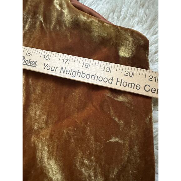 Loft velvet shift dress gold sz L lined sleeveless crushed - Picture 3 of 16